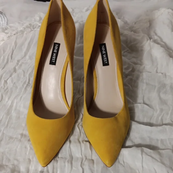 Nine West Yellow Suede Heels - Picture 1 of 8